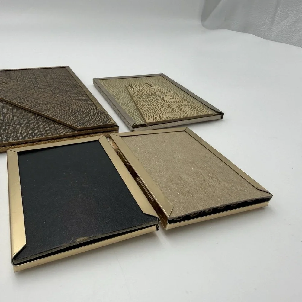 Lot 3 Vintage Gold Metal Picture Frame Ornate Bifold Wall Gallery Table Stand